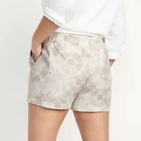 NWOT Old Navy Linen Blend High-Waisted Biege Tie Dye Shorts - Picture 6 of 11